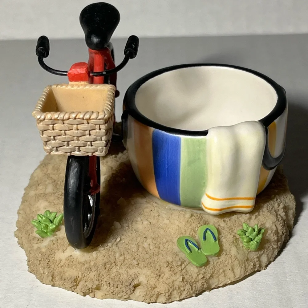 Yankee Candle Tea Light Holder Beach Themed with Red Bike‎